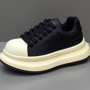 Men's shoes, 2025 new collection, lightweight luxury leather upper, thick sole athletic shoes.
