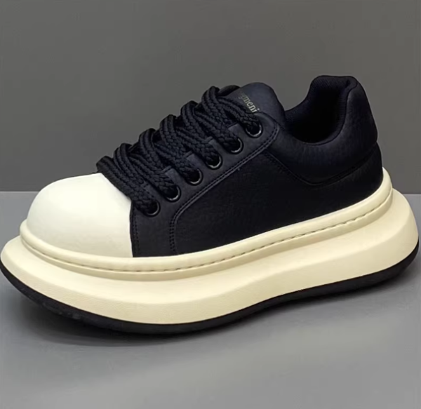 Men's shoes, 2025 new collection, lightweight luxury leather upper, thick sole athletic shoes.